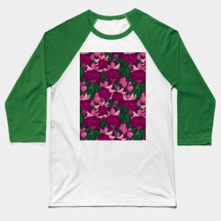 Fuchsia on dark purple Baseball T-Shirt